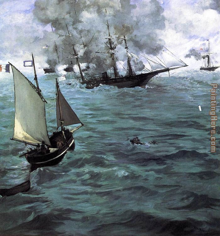 Battle of the 'Kearsarge' and the 'Alabama' painting - Edouard Manet Battle of the 'Kearsarge' and the 'Alabama' art painting